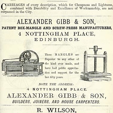 19th-century advert for Gibb mangles