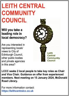 Leith Central Community Council advert